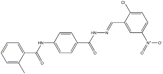 N-[4-({2-[(E)-(2-chloro-5-nitrophenyl)methylidene]hydrazino}carbonyl)phenyl]-2-methylbenzamide Struktur