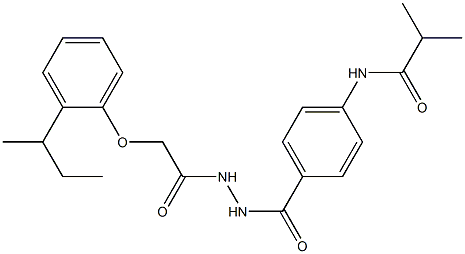 N-{4-[(2-{2-[2-(sec-butyl)phenoxy]acetyl}hydrazino)carbonyl]phenyl}-2-methylpropanamide Struktur