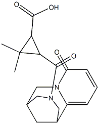 2,2-dimethyl-3-[(8-oxo-1,5,6,8-tetrahydro-2H-1,5-methanopyrido[1,2-a][1,5]diazocin-3(4H)-yl)carbonyl]cyclopropanecarboxylic acid Struktur