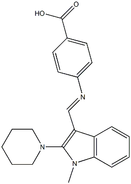 1-Methyl-3-[[(4-carboxyphenyl)imino]methyl]-2-piperidino-1H-indole Struktur