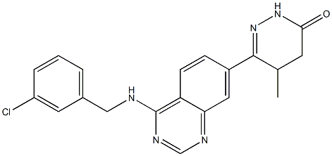 4,5-Dihydro-5-methyl-6-[4-(3-chlorobenzylamino)quinazolin-7-yl]pyridazin-3(2H)-one Struktur