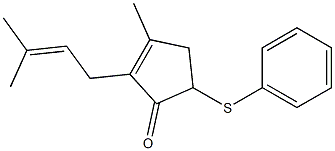 2-(3-Methyl-2-buten-1-yl)-3-methyl-5-(phenylthio)-2-cyclopenten-1-one Struktur