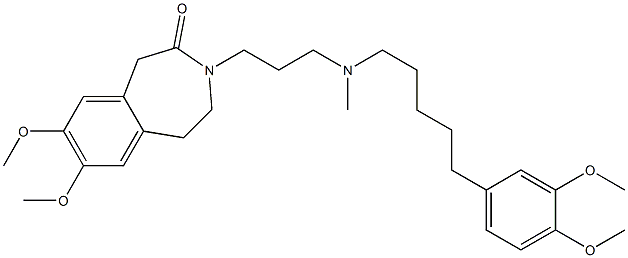 4,5-Dihydro-7,8-dimethoxy-3-[3-[N-methyl-5-(3,4-dimethoxyphenyl)pentylamino]propyl]-1H-3-benzazepin-2(3H)-one Struktur