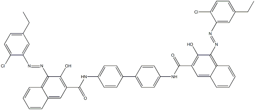 N,N'-(1,1'-Biphenyl-4,4'-diyl)bis[4-[(2-chloro-5-ethylphenyl)azo]-3-hydroxy-2-naphthalenecarboxamide] Struktur