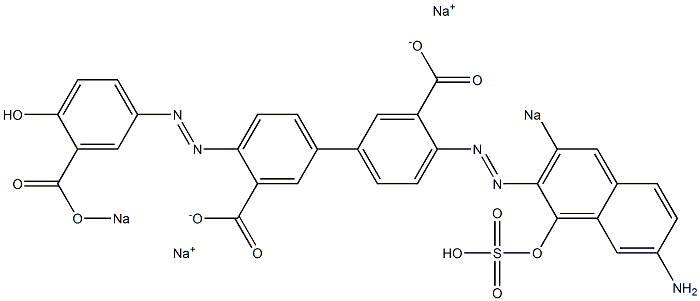 4-[(7-Amino-1-hydroxy-3-sodiosulfo-2-naphthalenyl)azo]-4'-[(4-hydroxy-3-sodiooxycarbonylphenyl)azo]-1,1'-biphenyl-3,3'-dicarboxylic acid disodium salt Struktur