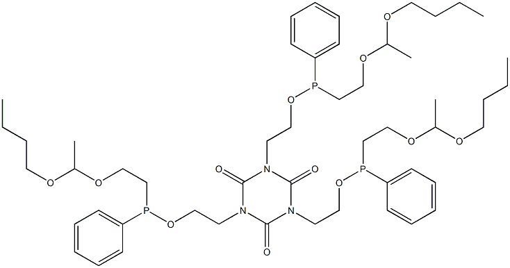 1,3,5-Tris[2-[[[2-(1-butoxyethoxy)ethyl]phenylphosphino]oxy]ethyl]-1,3,5-triazine-2,4,6(1H,3H,5H)-trione Struktur