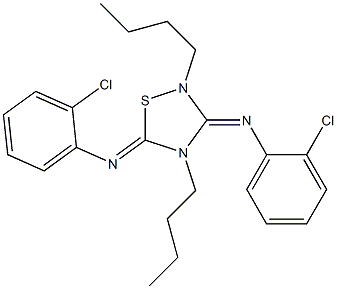 2,4-Dibutyl-3,5-bis[(2-chlorophenyl)imino]-1,2,4-thiadiazolidine Struktur