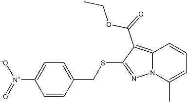 2-[[(4-Nitrophenyl)methyl]thio]-7-methylpyrazolo[1,5-a]pyridine-3-carboxylic acid ethyl ester Struktur