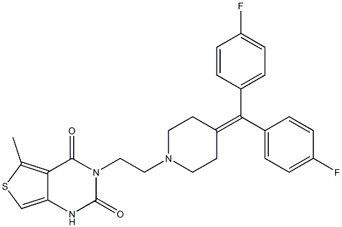 5-Methyl-3-[2-[4-[bis(4-fluorophenyl)methylene]piperidino]ethyl]thieno[3,4-d]pyrimidine-2,4(1H,3H)-dione Struktur