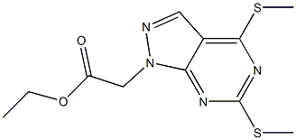 4,6-Bis(methylthio)-1-(ethoxycarbonylmethyl)-1H-pyrazolo[3,4-d]pyrimidine Struktur