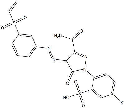 5-Oxo-1-(p-potassiosulfophenyl)-4-(m-vinylsulfonylphenylazo)-2-pyrazoline-3-carboxamide Struktur