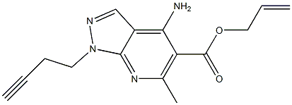 1-(3-Butynyl)-4-amino-6-methyl-1H-pyrazolo[3,4-b]pyridine-5-carboxylic acid 2-propenyl ester Struktur