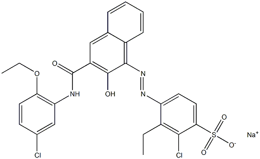 2-Chloro-3-ethyl-4-[[3-[[(3-chloro-6-ethoxyphenyl)amino]carbonyl]-2-hydroxy-1-naphtyl]azo]benzenesulfonic acid sodium salt Struktur