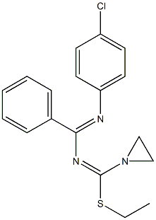 4-(1-Aziridinyl)-4-ethylthio-1-(4-chlorophenyl)-2-phenyl-1,3-diaza-1,3-butadiene Struktur