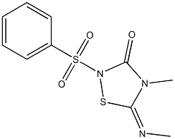 4-Methyl-2-(phenylsulfonyl)-5-(methylimino)-4,5-dihydro-1,2,4-thiadiazol-3(2H)-one Struktur