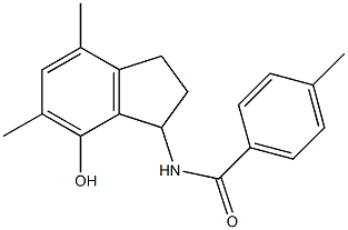 2,3-Dihydro-3-[4-methylbenzoylamino]-5,7-dimethyl-1H-inden-4-ol Struktur