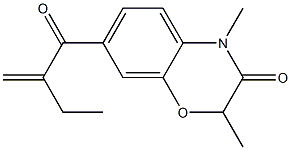 2,4-Dimethyl-7-(2-ethylacryloyl)-4H-1,4-benzoxazin-3(2H)-one Struktur