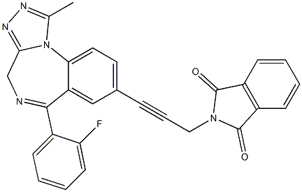 1-Methyl-6-(2-fluorophenyl)-8-[3-[(2,3-dihydro-1,3-dioxo-1H-isoindol)-2-yl]-1-propynyl]-4H-[1,2,4]triazolo[4,3-a][1,4]benzodiazepine Struktur