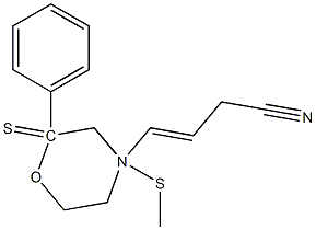 4-Methylthio-2-phenyl-2-thiomorpholino-3-butenenitrile Struktur