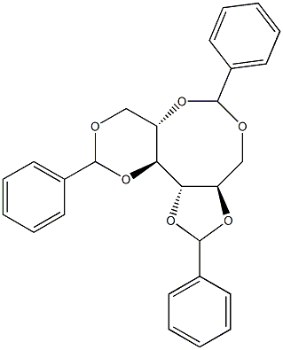 1-O,5-O:2-O,3-O:4-O,6-O-Tribenzylidene-L-glucitol Struktur