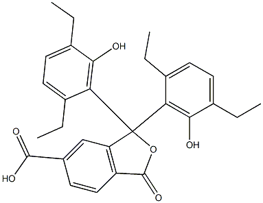 1,1-Bis(2,5-diethyl-6-hydroxyphenyl)-1,3-dihydro-3-oxoisobenzofuran-6-carboxylic acid Struktur