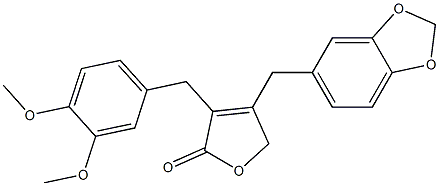 3-(3,4-Dimethoxybenzyl)-4-[3,4-(methylenedioxy)benzyl]furan-2(5H)-one Struktur