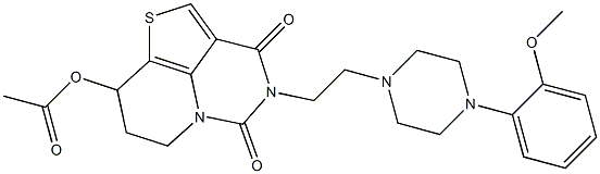 4-[2-[[4-(2-Methoxyphenyl)piperazin]-1-yl]ethyl]-8-acetoxy-7,8-dihydro-3H,6H-1-thia-4,5a-diazaacenaphthylene-3,5(4H)-dione Struktur