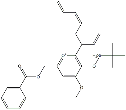 3-(tert-Butylsilyloxy)-4-methoxy-6-(benzoyloxymethyl)-2-[(3Z)-1-ethenyl-3,5-hexadienyl]pyrylium Struktur