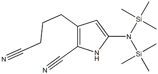 5-[Bis(trimethylsilyl)amino]-3-(3-cyanopropyl)-1H-pyrrole-2-carbonitrile Struktur