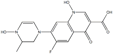 6-Fluoro-1-hydroxy-7-[(4-hydroxy-1,2,3,4-tetrahydro-3-methylpyrazin)-1-yl]-1,4-dihydro-4-oxoquinoline-3-carboxylic acid Struktur