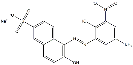 6-Hydroxy-5-[(2-hydroxy-5-amino-3-nitrophenyl)azo]-2-naphthalenesulfonic acid sodium salt Struktur