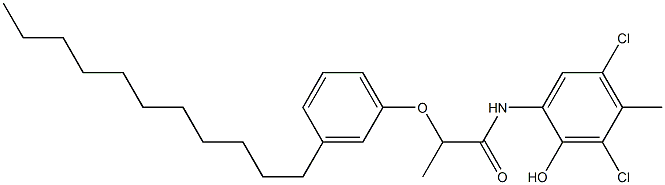 2-[2-(3-Undecylphenoxy)propanoylamino]-4,6-dichloro-5-methylphenol Struktur