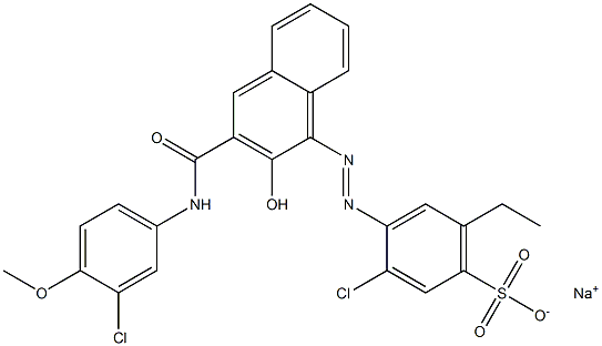 3-Chloro-6-ethyl-4-[[3-[[(3-chloro-4-methoxyphenyl)amino]carbonyl]-2-hydroxy-1-naphtyl]azo]benzenesulfonic acid sodium salt Struktur