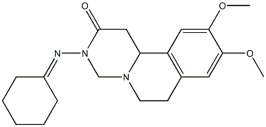 3-(Cyclohexylideneamino)-9,10-dimethoxy-1,3,4,6,7,11b-hexahydro-2H-pyrimido[6,1-a]isoquinolin-2-one Struktur