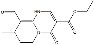 9-Formyl-8-methyl-4-oxo-1,6,7,8-tetrahydro-4H-pyrido[1,2-a]pyrimidine-3-carboxylic acid ethyl ester Struktur