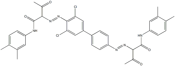 4,4'-Bis[[1-(3,4-dimethylphenylamino)-1,3-dioxobutan-2-yl]azo]-3,5-dichloro-1,1'-biphenyl Struktur