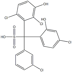 (3-Chlorophenyl)(4-chloro-2-hydroxyphenyl)(2,6-dichloro-3-hydroxyphenyl)methanesulfonic acid Struktur