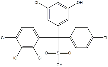 (4-Chlorophenyl)(3-chloro-5-hydroxyphenyl)(2,4-dichloro-3-hydroxyphenyl)methanesulfonic acid Struktur