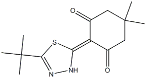 2-[(2,3-Dihydro-5-tert-butyl-1,3,4-thiadiazol)-2-ylidene]-5,5-dimethylcyclohexane-1,3-dione Struktur