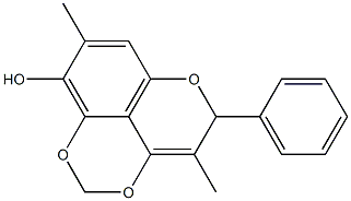 4,8-Dimethyl-5-phenyl-5H-pyrano[4,3,2-de]-1,3-benzodioxin-9-ol Struktur