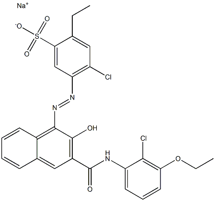 4-Chloro-2-ethyl-5-[[3-[[(2-chloro-3-ethoxyphenyl)amino]carbonyl]-2-hydroxy-1-naphtyl]azo]benzenesulfonic acid sodium salt Struktur