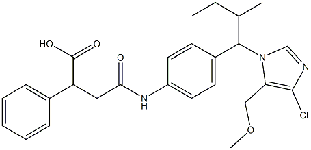 3-[4-(2-Butyl-4-chloro-5-methoxymethyl-1H-imidazol-1-ylmethyl)phenylaminocarbonyl]-2-phenylpropionic acid Struktur