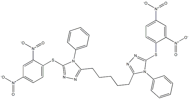 5,5'-(1,5-Pentanediyl)bis[4-(phenyl)-3-(2,4-dinitrophenylthio)-4H-1,2,4-triazole] Struktur