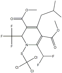 1,2-ジヒドロ-2-(トリフルオロメチル)-6-(ジフルオロメチル)-4-(2-メチルプロピル)-1-(トリクロロメチルチオ)-3,5-ピリジンジカルボン酸ジメチル 化學(xué)構(gòu)造式