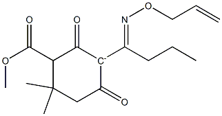 4,4-Dimethyl-2,6-dioxo-5-(methoxycarbonyl)-1-[1-[(2-propenyloxy)imino]butyl]cyclohexan-1-ide Struktur