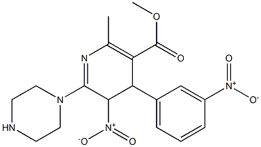 4,5-Dihydro-2-methyl-4-(3-nitrophenyl)-6-[piperazino]-5-nitronicotinic acid methyl ester Struktur