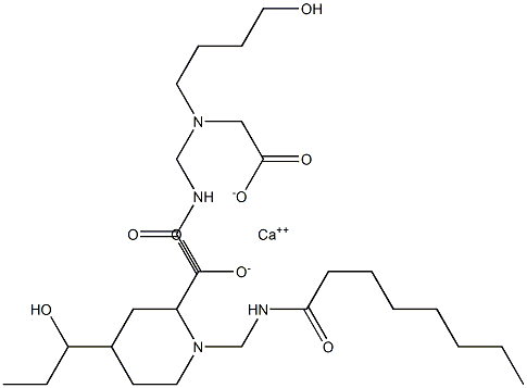 Bis[N-(4-hydroxybutyl)-N-(octanoylaminomethyl)aminoacetic acid]calcium salt Struktur