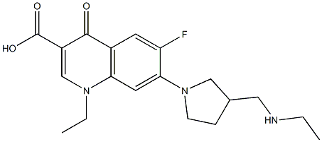 1-Ethyl-6-fluoro-1,4-dihydro-4-oxo-7-[3-(ethylaminomethyl)-1-pyrrolidinyl]quinoline-3-carboxylic acid Struktur