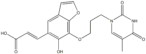 6-Hydroxy-7-[3-[(1,2,3,4-tetrahydro-5-methyl-2,4-dioxopyrimidin)-1-yl]propyloxy]benzofuran-5-acrylic acid Struktur