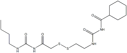 1-(Cyclohexylcarbonyl)-3-[2-[[(3-butylureido)carbonylmethyl]dithio]ethyl]urea Struktur